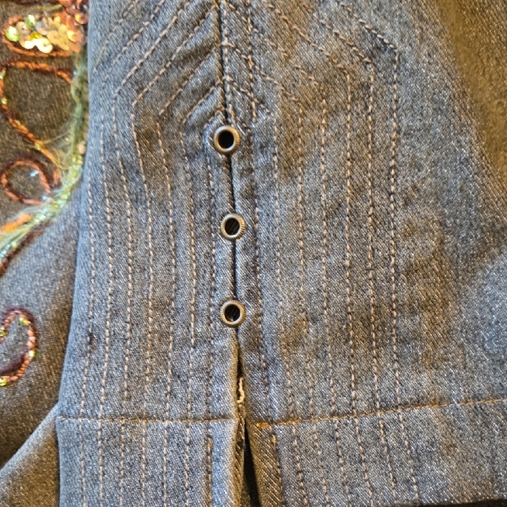 Floral Embroidered Boot Cut Jeans Sz Lg W 28 Inseam 28 - Picture 6 of 9